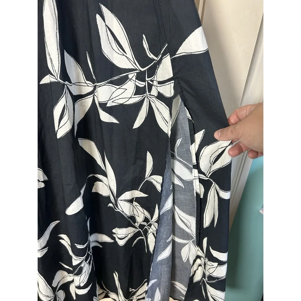 Stitch & Feather Side Slit Strapless Maxi Dress Sz M Black/Beige Resort Cocktail - Picture 4 of 10